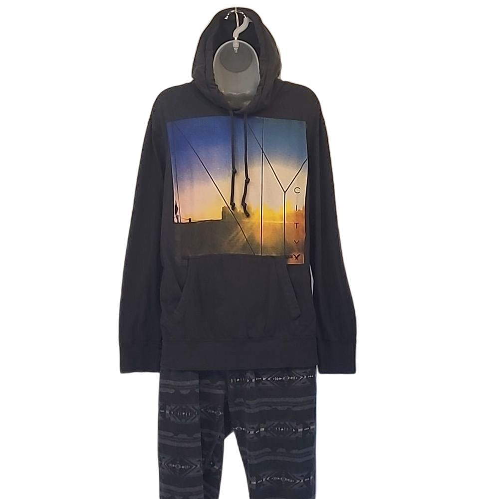 American Eagle Graphic Hoodie Lightweight Pullover Drawstring Hooded Sweatshirt